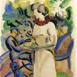 Hand-painted oil reproduction of August Macke's Afternoon in the Garden 1913 Expressionist garden scene by Dafen Village Studio