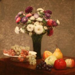 Hand-painted oil reproduction of Asters and Fruit on a Table 1868 by Henri Fantin-Latour created by Dafen Village Studio