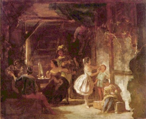 Carl Spitzweg: Backstage (1860) Biedermeier Genre Art – Hand-Painted Oil Reproduction by Dafen Village Studio