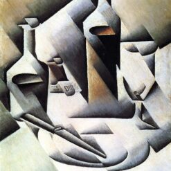 Hand-painted oil reproduction of Bottles and Knife by Juan Gris 1911 1912 Analytical Cubism still life