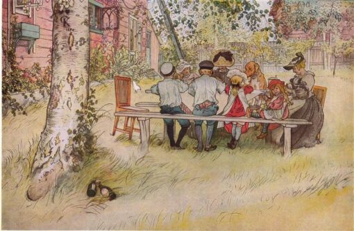 Breakfast under the Big Birch by Carl Larsson – Hand-Painted Oil Painting Reproduction