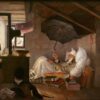 Carl Spitzweg: The Poor Poet (1837) Biedermeier Genre Art – Hand-Painted Oil Reproduction by Dafen Village Studio 2 Hand-painted oil painting reproduction of The Poor Poet by Carl Spitzweg by Dafen Village Studio