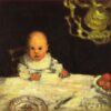 Child at Table by Pierre Bonnard - Hand-Painted Oil Painting Reproduction 1 Hand-painted oil painting reproduction of Child at Table by Pierre Bonnard, Post-Impressionist domestic genre painting on panel.