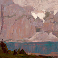 Reproducción al óleo pintada a mano de la obra de Edgar Alwin Payne «Nubes sobre un lago de la Sierra», realizada por Dafen Studio