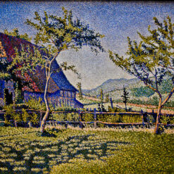 Hand-painted Pointillist oil reproduction of Paul Signac's Comblat Castle, The Pré by Dafen Village Studio