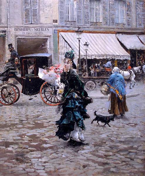 Giovanni Boldini – Crossing the Street (1873 – 1875) Impressionism – Hand-Painted Oil Reproduction by Dafen Village Studio