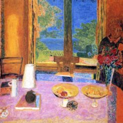 Hand-painted oil painting reproduction of Dining Room on the Garden by Pierre Bonnard, Intimism style interior landscape canvas.