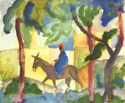 August Macke Donkey Rider (Eselreiter) (1914) Fauvism Expressionism – Hand-Painted Oil Reproduction by Dafen Village Studio