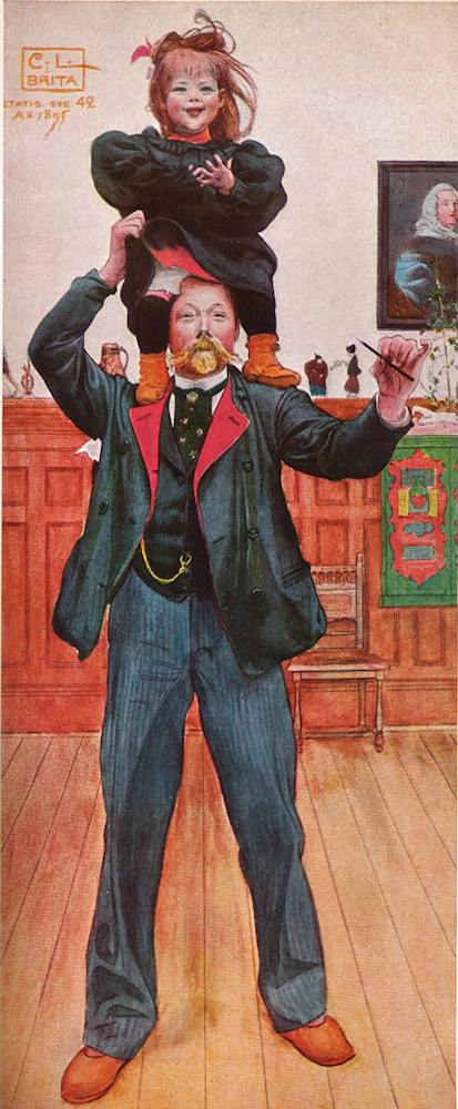 Carl Larsson Brita and me (1895) Art Nouveau Self-Portrait – Hand-Painted Oil Reproduction by Dafen Village Studio