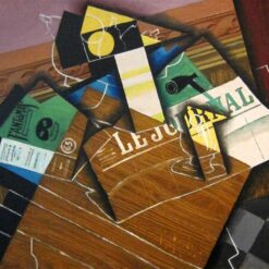 Hand-painted oil reproduction of Fantomas Pipe and Newspaper by Juan Gris 1915 Synthetic Cubism still life