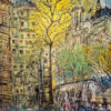 Handmade Cityscape Oil Painting with Golden Tree on Linen Canvas - Original Abstract Urban Art 1 Handmade Cityscape Oil Painting with Golden Tree on Linen Canvas - Original Abstract Urban Art