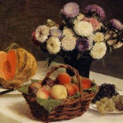 Hand-painted oil reproduction of Flowers and Fruit a Melon 1865 by Henri Fantin-Latour created by Dafen Village Studio