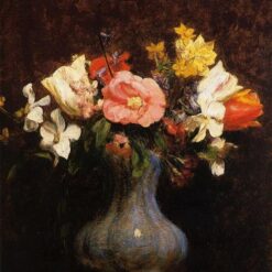 Hand-painted oil painting reproduction of Flowers, Camelias and Tulips 1862 by Henri Fantin-Latour crafted by Dafen Village Studio