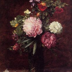 Hand-painted oil reproduction of Flowers Large Bouquet with Three Peonies 1879 by Henri Fantin-Latour created by Dafen Village Studio
