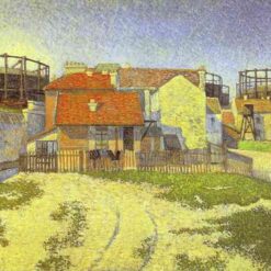 Hand-painted Pointillist oil reproduction of Paul Signac's Gasometers at Clichy by Dafen Village Studio