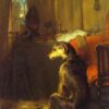 Edwin Henry Landseer - High Life (1829) Romanticism Animal Art – Hand-Painted Oil Reproduction by Dafen Village Studio 1 Hand-painted oil reproduction of Edwin Henry Landseer's 1829 painting High Life showing a Scottish Deerhound in an aristocratic library.