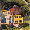 August Macke House in a Landscape (Haus in Landschaft) (1914) Expressionism – Hand-Painted Oil Reproduction by Dafen Village Studio 1 Hand-painted oil reproduction of August Macke's House in a Landscape 1914 Expressionist landscape painting by Dafen Village Studio