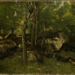 Hand-painted oil painting reproduction of In the Forest of Fontainebleau c.1860-1865 by Camille Corot