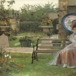 Hand-painted oil reproduction of John Atkinson Grimshaw In the Pleasaunce 1875 garden painting by Dafen Village Studio