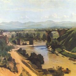 Hand-painted oil painting reproduction of The Bridge at Narni 1826 by Camille Corot