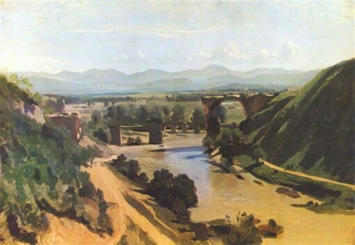 Hand-Painted Oil Painting Reproduction: The Bridge at Narni by Camille Corot