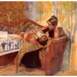 Hand-painted oil painting reproduction of Karin and Brita by Carl Larsson (1893)