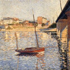 Hand-painted Pointillist oil reproduction of Paul Signac's Le Clipper, Asnières by Dafen Village Studio