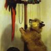 Edwin Henry Landseer - Macaw, Love Birds, Terrier, and Spaniel Puppies, Belonging to Her Majesty (1839) Romanticism Art – Hand-Painted Oil Reproduction by Dafen Village Studio 1 Hand-painted oil reproduction of Edwin Henry Landseer's 1839 painting showing Queen Victoria's macaw, lovebirds, terrier, and spaniel puppies.