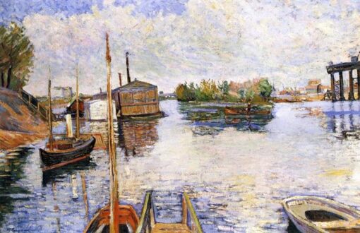 Paul Signac Paris, Ponton des Bains Bailet (1885) Impressionism – Hand-Painted Oil Reproduction by Dafen Village Studio