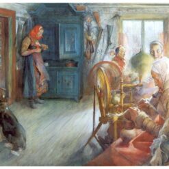 Hand-painted oil painting reproduction of In the Kitchen Garden by Carl Larsson (1883)
