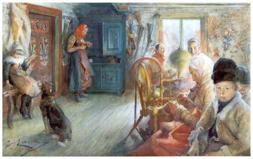 Carl Larsson In the Kitchen Garden (1883) Impressionism – Hand-Painted Oil Reproduction by Dafen Village Studio
