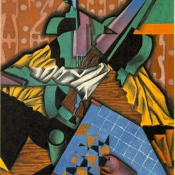 Hand-painted oil reproduction of Violin and Checkerboard by Juan Gris 1913 Synthetic Cubism still life