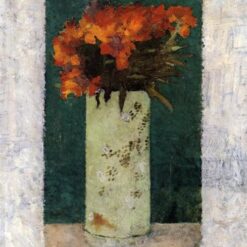 Hand-painted oil painting reproduction of Pot of Flowers by Pierre Bonnard, Post-Impressionist floral still life canvas art.