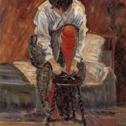 Hand-painted Neo-Impressionist oil reproduction of Paul Signac's Red silk stockings by Dafen Village Studio