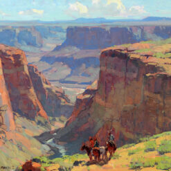 Reproduction à l'huile peinte à la main de l'œuvre d'Edgar Payne intitulée « Riders Overlooking Canyon », réalisée par Dafen Studio