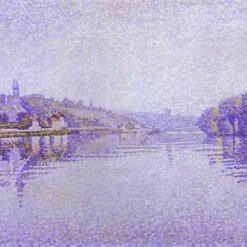 Hand-painted Pointillist oil reproduction of Paul Signac's River's Edge The Seine at Herblay by Dafen Village Studio