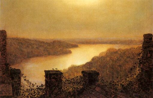 John Atkinson Grimshaw – Roundhay Lake, From Castle (1893) Hand-Painted Oil Reproduction by Dafen Village Studio