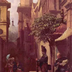 Hand-painted oil painting reproduction of He Comes by Carl Spitzweg by Dafen Village Studio