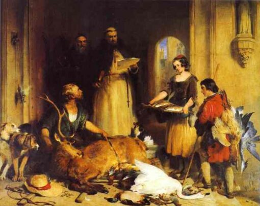 Edwin Henry Landseer – Scene in the Olden Time at Bolton Abbey (1834) Romanticism Art – Hand-Painted Oil Reproduction by Dafen Village Studio