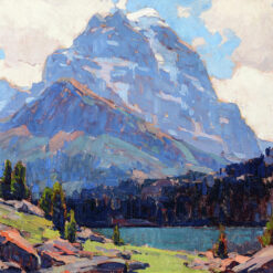 Reproducción al óleo pintada a mano de la obra «Shadowed Peaks», de Edgar Payne, realizada por Dafen Studio