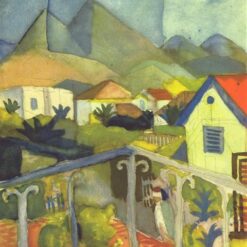 Hand-painted oil painting reproduction of St. Germain near Tunis 1914 by August Macke