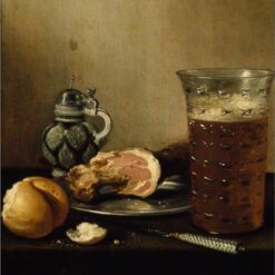 Hand-painted oil reproduction of Pieter Claesz Still Life with a Ham 1642 Dutch Golden Age by Dafen Village Studio