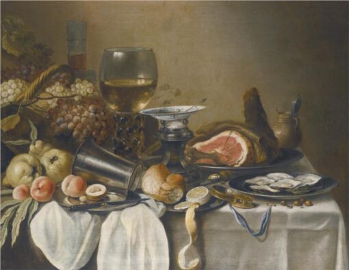 Pieter Claesz – Still Life with Ham (1641) Baroque – Hand-Painted Oil Reproduction by Dafen Village Studio