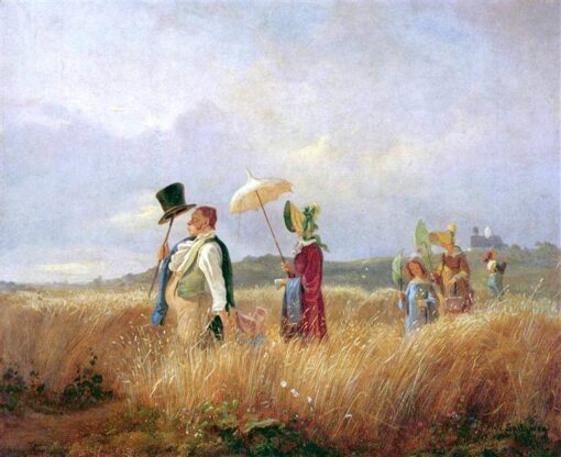 Carl Spitzweg: Sunday Stroll (1841) Biedermeier Genre Art – Hand-Painted Oil Reproduction by Dafen Village Studio