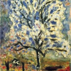 Hand-painted oil painting reproduction of The Almond Tree in Blossom (L'amandier en fleurs) by Pierre Bonnard, Post-Impressionist floral landscape oil on canvas.