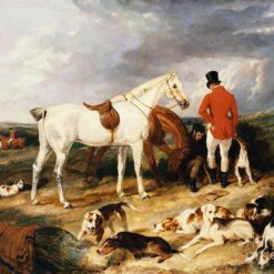 Hand-painted oil reproduction of Edwin Henry Landseer's Romanticist genre painting The Change showing a British countryside scene.