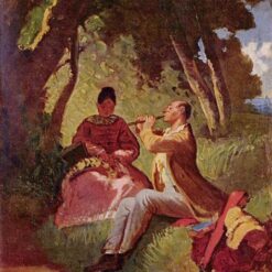 Hand-painted oil painting reproduction of The Flute Recital by Carl Spitzweg by Dafen Village Studio