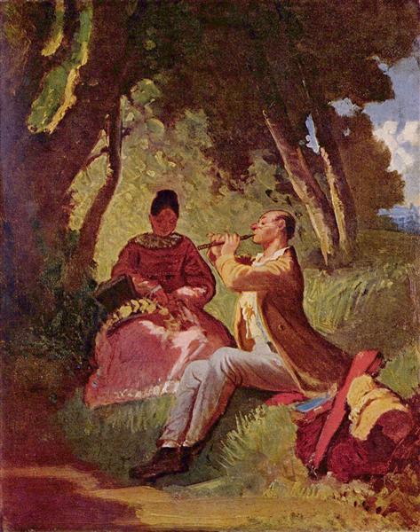 Carl Spitzweg: The Flute Recital (1860) Biedermeier Genre Art – Hand-Painted Oil Reproduction by Dafen Village Studio