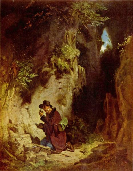 Carl Spitzweg: The Geologist (c.1860) Biedermeier Genre Art – Hand-Painted Oil Reproduction by Dafen Village Studio