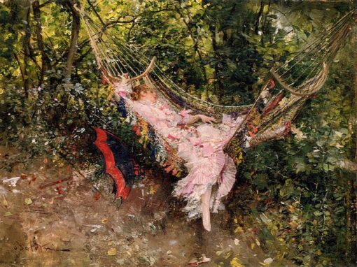 Giovanni Boldini – The Hammock (1872 – c.1874) Impressionism – Hand-Painted Oil Reproduction by Dafen Village Studio